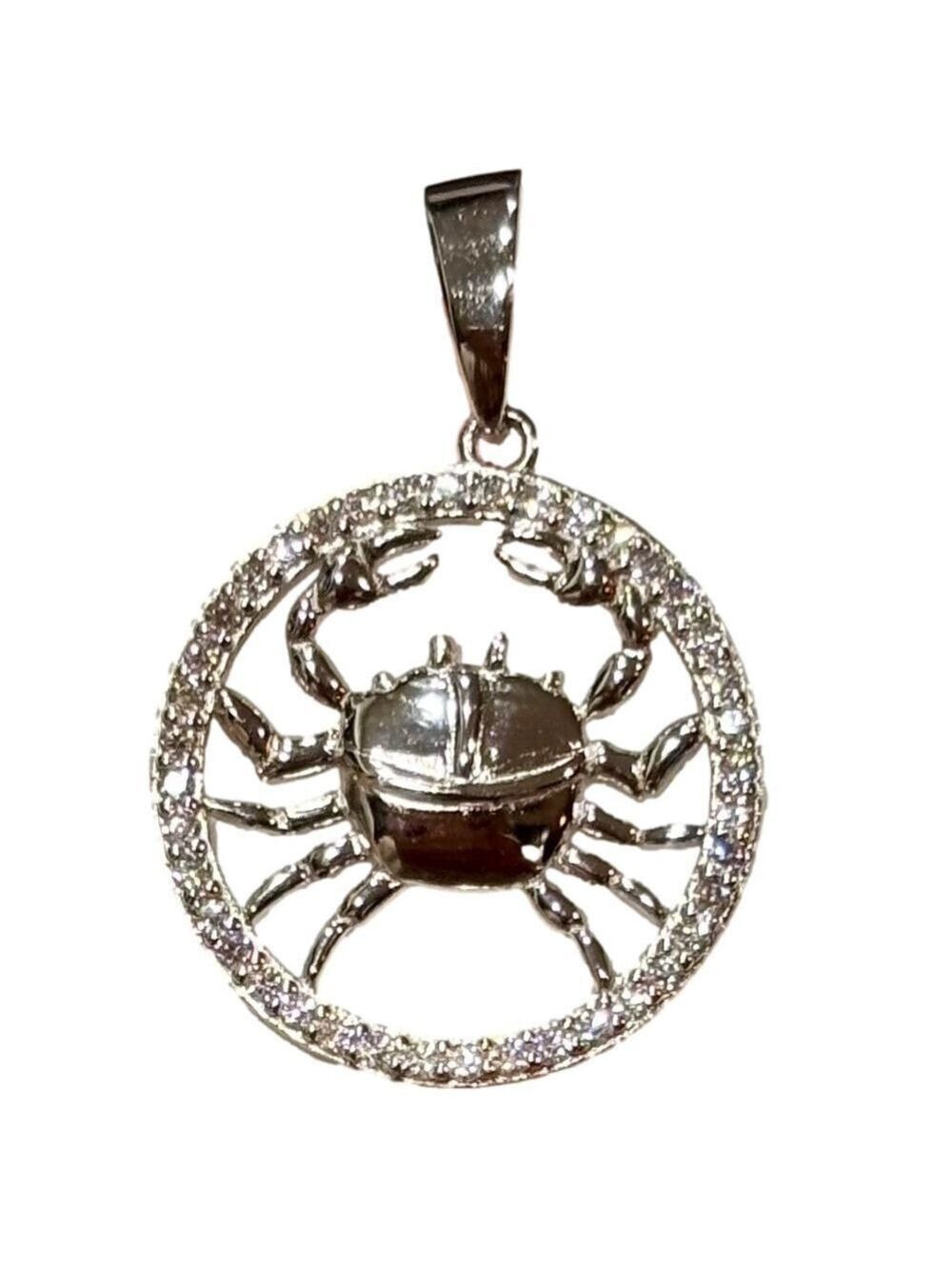 Moissanite over 925 Sterling Silver Cancer zodiacal Pendant - Picture 2 of 7
